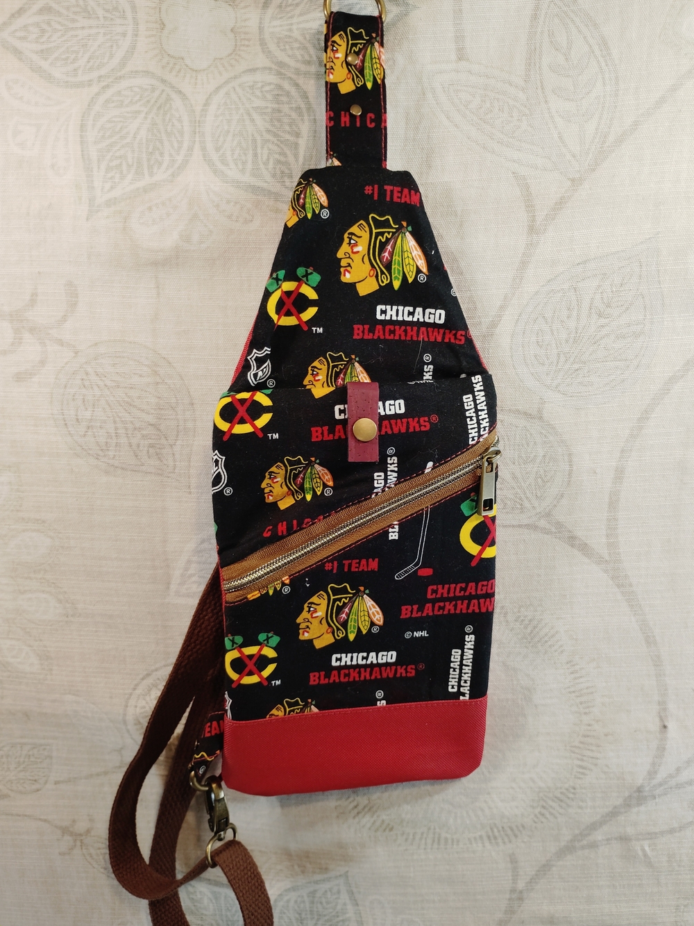Chicago Blackhawks Black & Red Sling Backpack - Official NHL Design